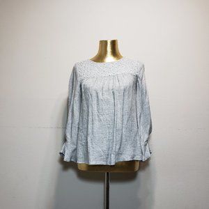 ZARA Grey Blouse with pearl-like beads